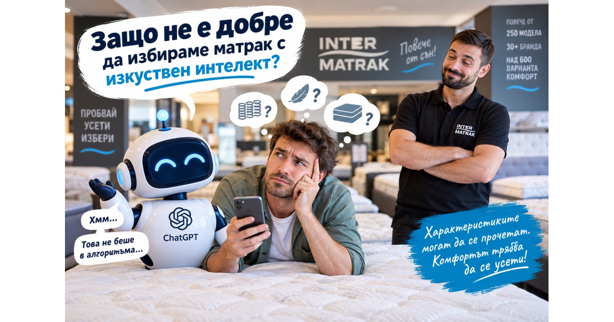 Може ли ChatGPT да избере матрак вместо вас? Ето защо изкуственият интелект не може да усети комфорта