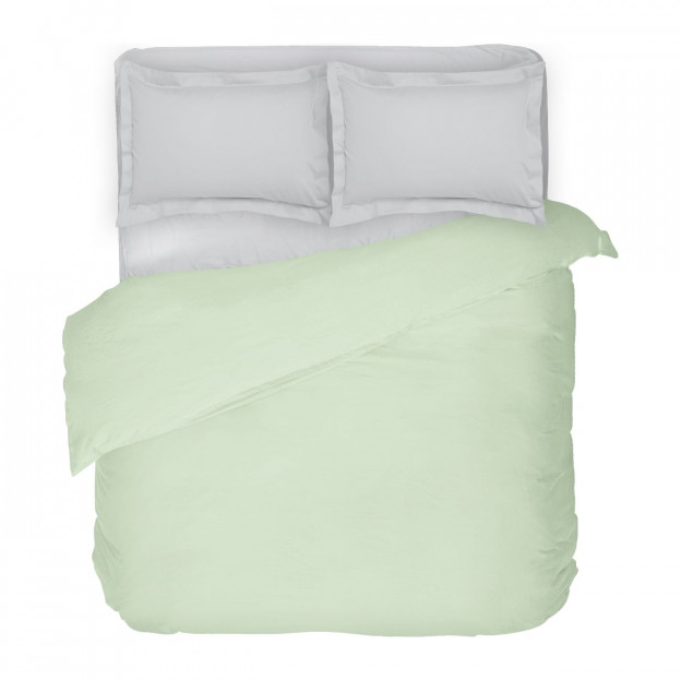 луксозно спално бельо памучен сатен светло зелено и светло сиво
