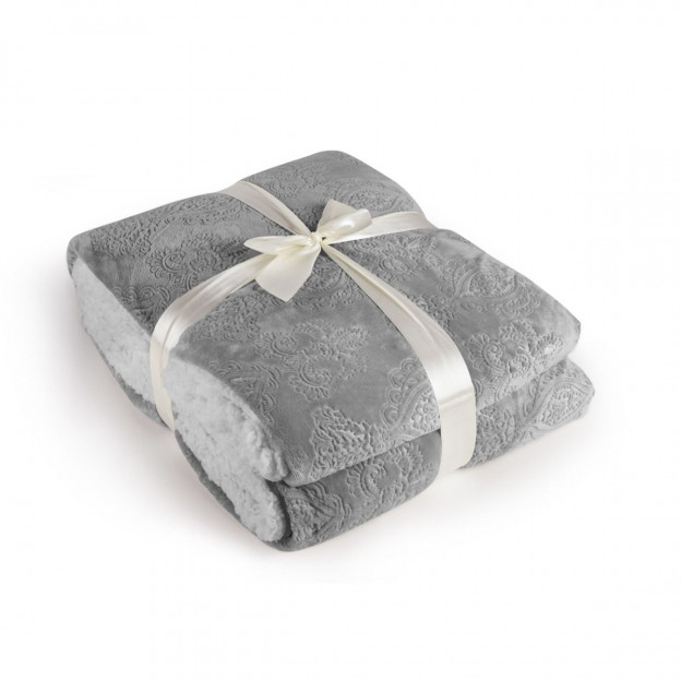 Одеяло шерпа с луксозен дизайн Маджестик сиво