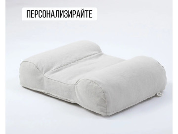 Възглавница за спане по гръб лен и памук, органична вълна
