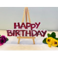 декоративен надпис happy birthday розов