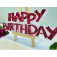 декоративен надпис happy birthday червен със сърца
