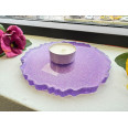 кръгла подложка за чаша от епоксидна смола и брокат лилава