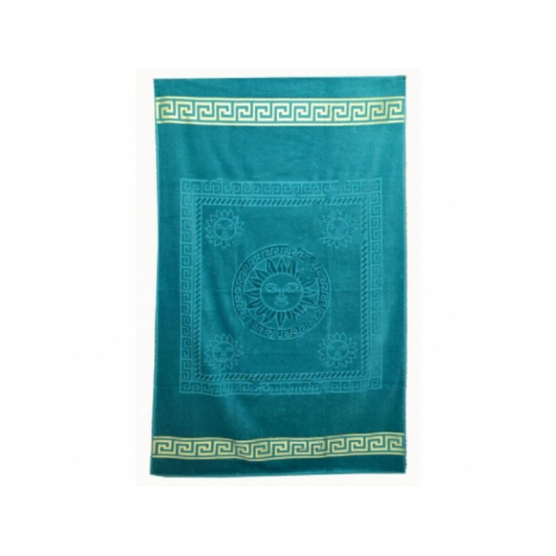 Едноцветна плажна кърпа - Синьо-зелена