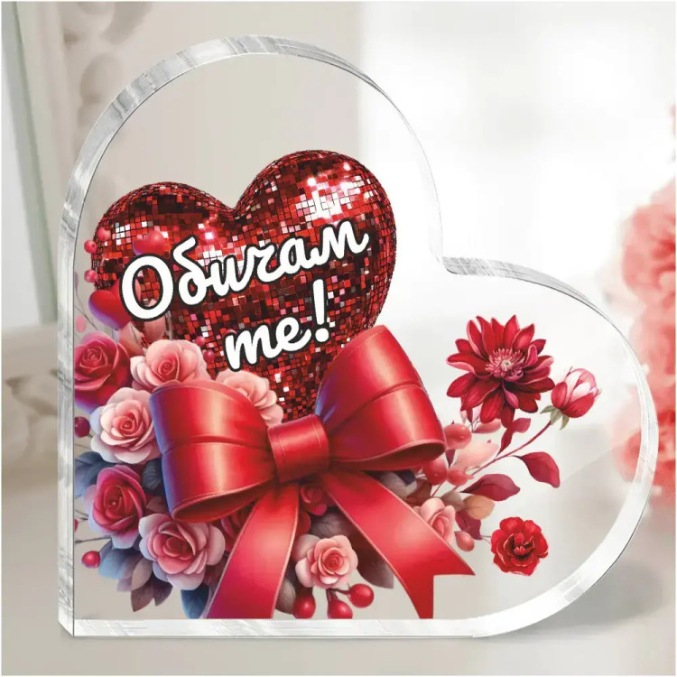 Акрилно сърце Обичам те с послание 1