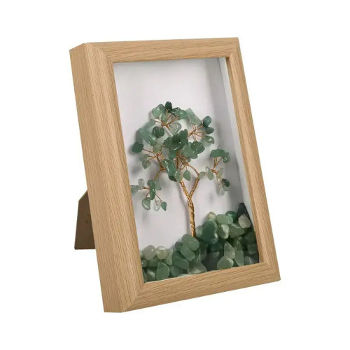 Дърво на живота ЗЕЛЕН АВАНТЮРИН в рамка естествени камъни