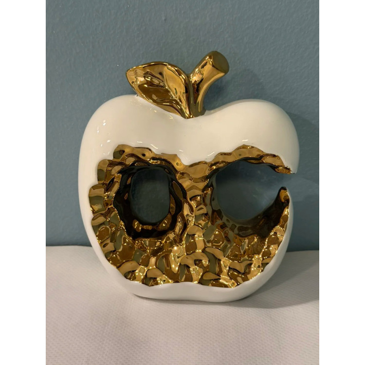 Декор Ябълка Бяло Златиста