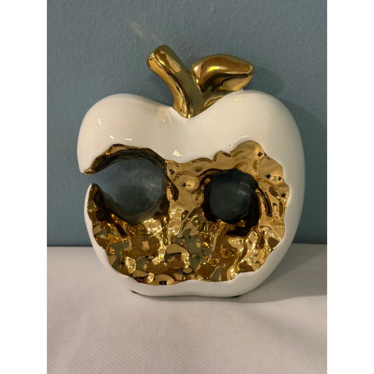 Декор Ябълка Бяло Златиста