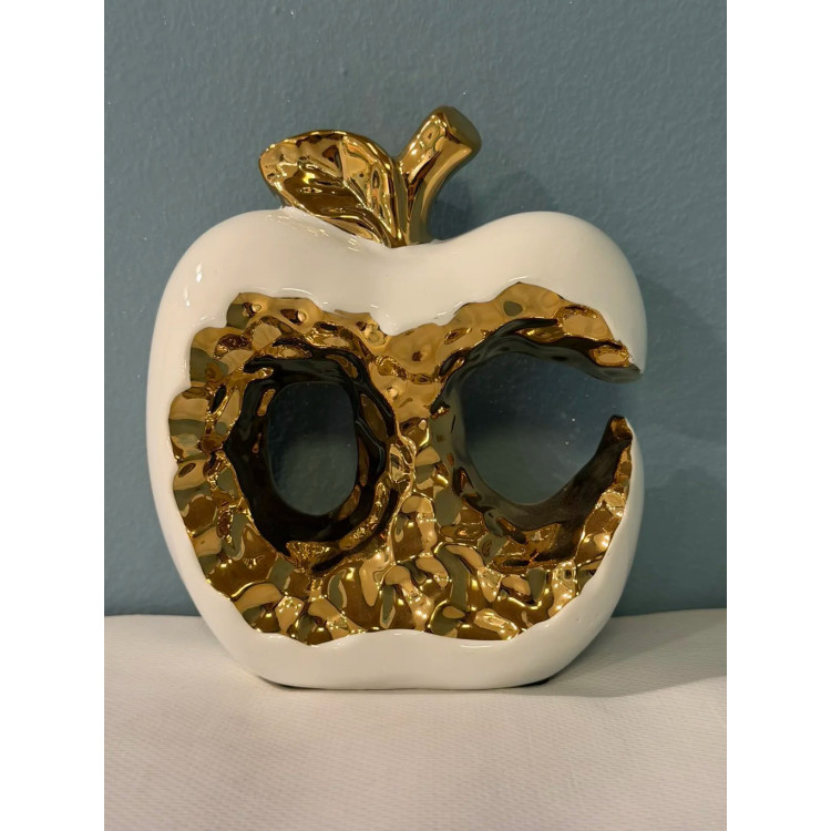 Декор Ябълка Бяло Златиста
