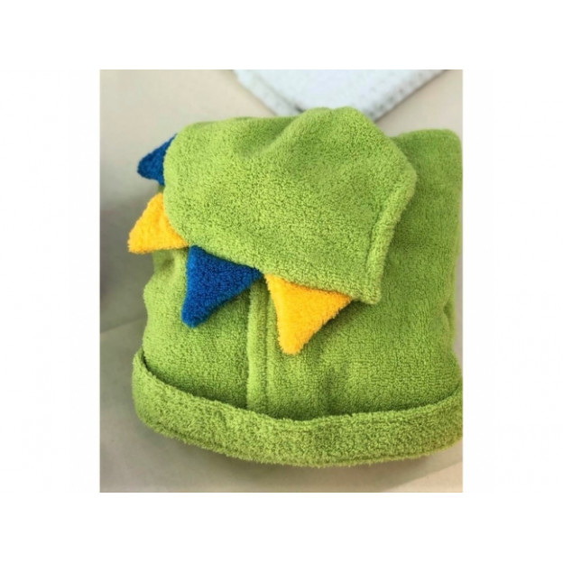 Детски халат за баня - зелен дино