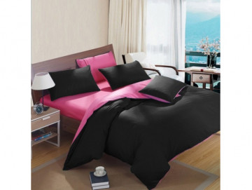 Двуцветно спално бельо от 100% памук Черно/Бейби Розово