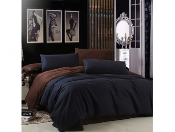 Двуцветно спално бельо от 100% памук Черно/Тъмно Кафяво