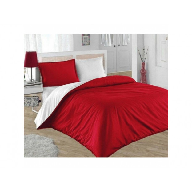 Двуцветно спално бельо от 100% памук Червено/Бяло