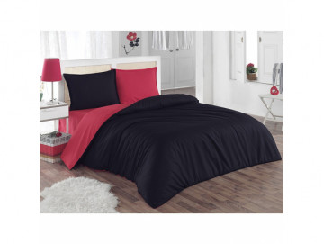 Двуцветно спално бельо от 100% памук Червено/Черно
