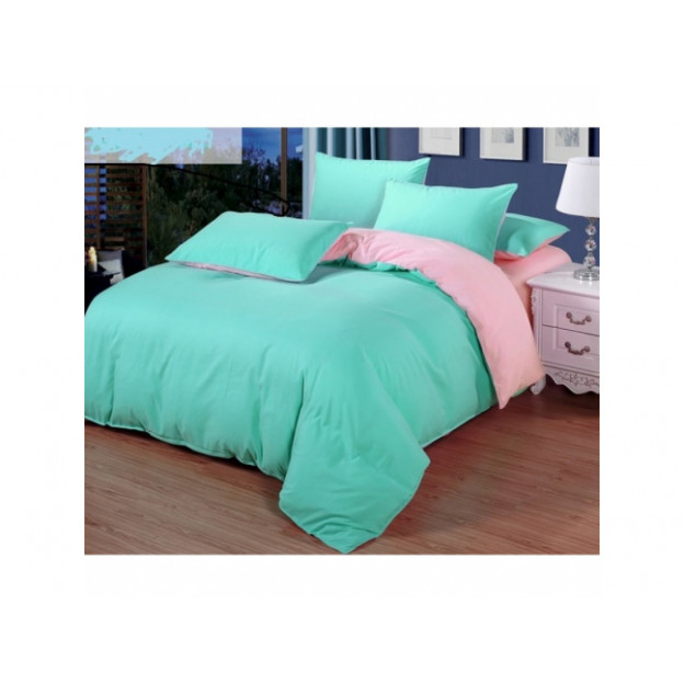 Двуцветно спално бельо от 100% памук Мента/Светло Розово