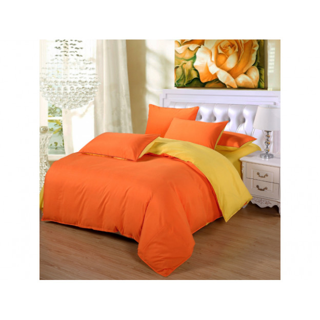 Двуцветно спално бельо от 100% памук Оранжево/Жълто