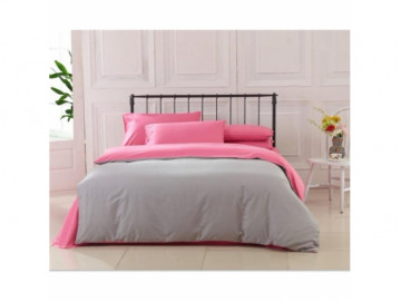 Двуцветно спално бельо от 100% памук Сиво/Бейби Розово