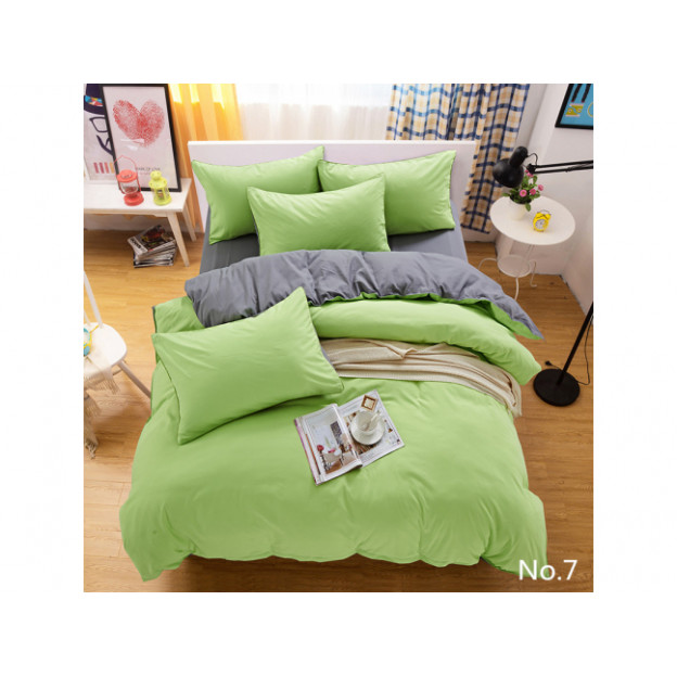 Двуцветно спално бельо от 100% памук Зелено/Графитено сиво