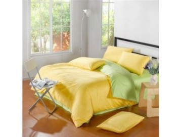 Двуцветно спално бельо от 100% памук Зелено/Жълто