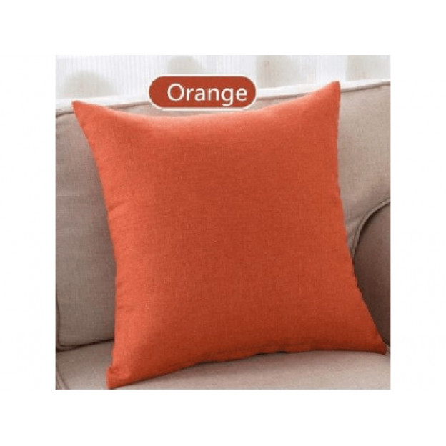 Едноцветна декоративна калъфка за възглавница с цип - Оранжева