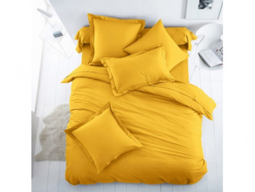 Едноцветно спално бельо от 100% памук ранфорс - ЯРКО ЖЪЛТО