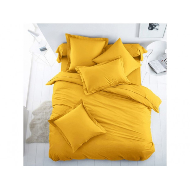 Едноцветно спално бельо от 100% памук ранфорс - ЯРКО ЖЪЛТО