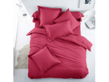 Едноцветно спално бельо от 100% памук ранфорс - Бордо