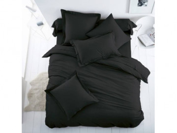Едноцветно спално бельо от 100% памук ранфорс - Черно
