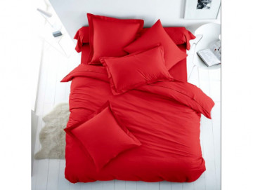 Едноцветно спално бельо от 100% памук ранфорс - Червено