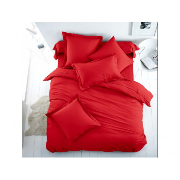 Едноцветно спално бельо от 100% памук ранфорс - Червено