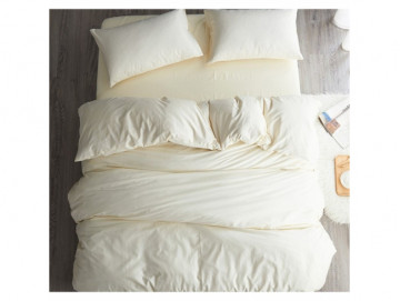 Едноцветно спално бельо от 100% памук ранфорс - Екрю