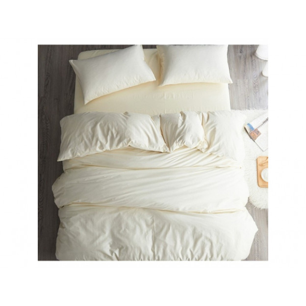 Едноцветно спално бельо от 100% памук ранфорс - Екрю