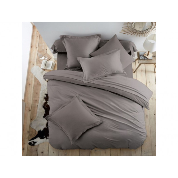 Едноцветно спално бельо от 100% памук ранфорс - Графитено Сиво