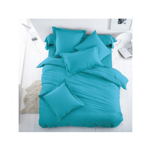 Едноцветно спално бельо от 100% памук ранфорс - Морско Синьо