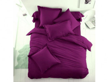 Едноцветно спално бельо от 100% памук ранфорс - Наситено Лилаво