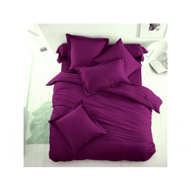 Едноцветно спално бельо от 100% памук ранфорс - Наситено Лилаво