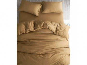 Едноцветно спално бельо от 100% памук ранфорс - Пясъчно