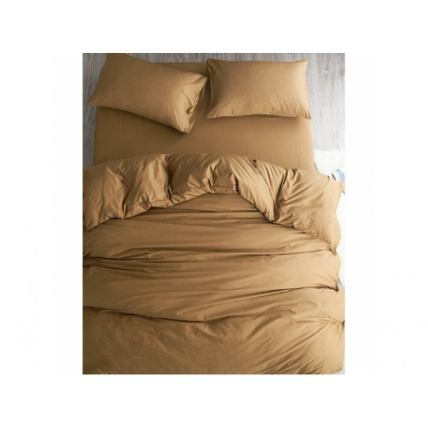 Едноцветно спално бельо от 100% памук ранфорс - Пясъчно
