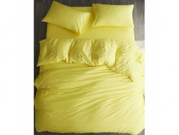 Едноцветно спално бельо от 100% памук ранфорс - Светло Жълто