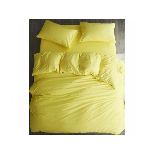 Едноцветно спално бельо от 100% памук ранфорс - Светло Жълто