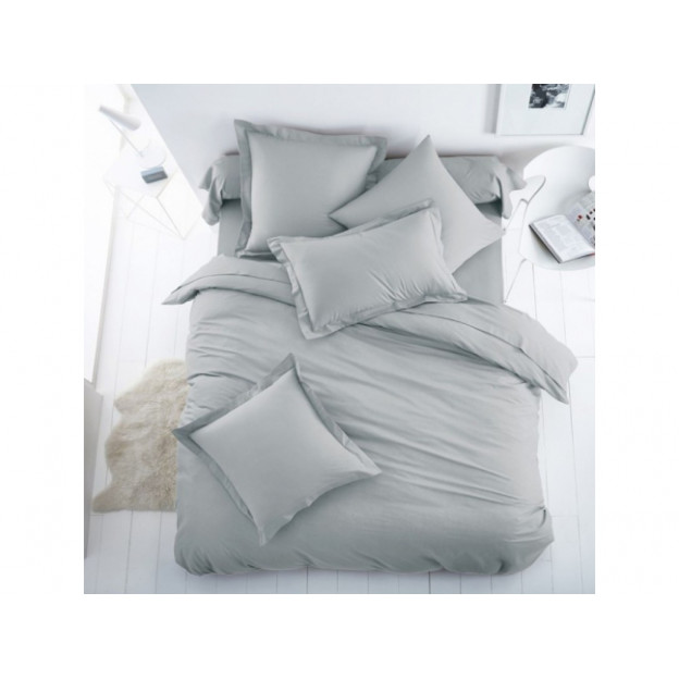 Едноцветно спално бельо от 100% памук ранфорс - Светло Сиво