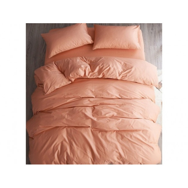 Едноцветно спално бельо от 100% памук ранфорс - Цвят Сьомга