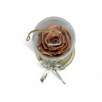 Естествена вечна роза в PVC купол Metallic Copper Whi 04