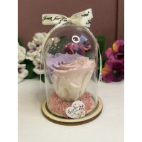 Естествена вечна роза в PVC купол W2