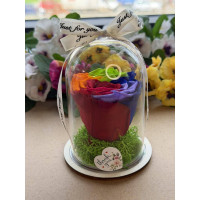 Естествена вечна роза в PVC купол W21