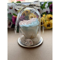 Естествена вечна роза в PVC купол W23