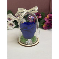 Естествена вечна роза в PVC купол W3