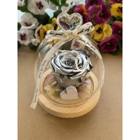 Кристален купол с естествена вечна роза J27