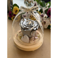 Кристален купол с естествена вечна роза J27