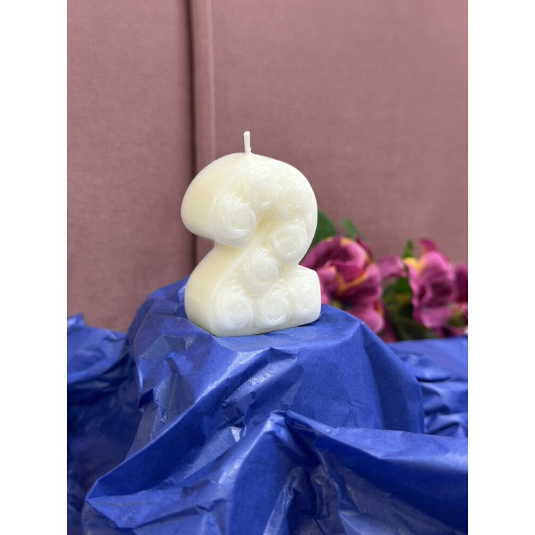 Натурална свещ за Рожден Ден цифра 2